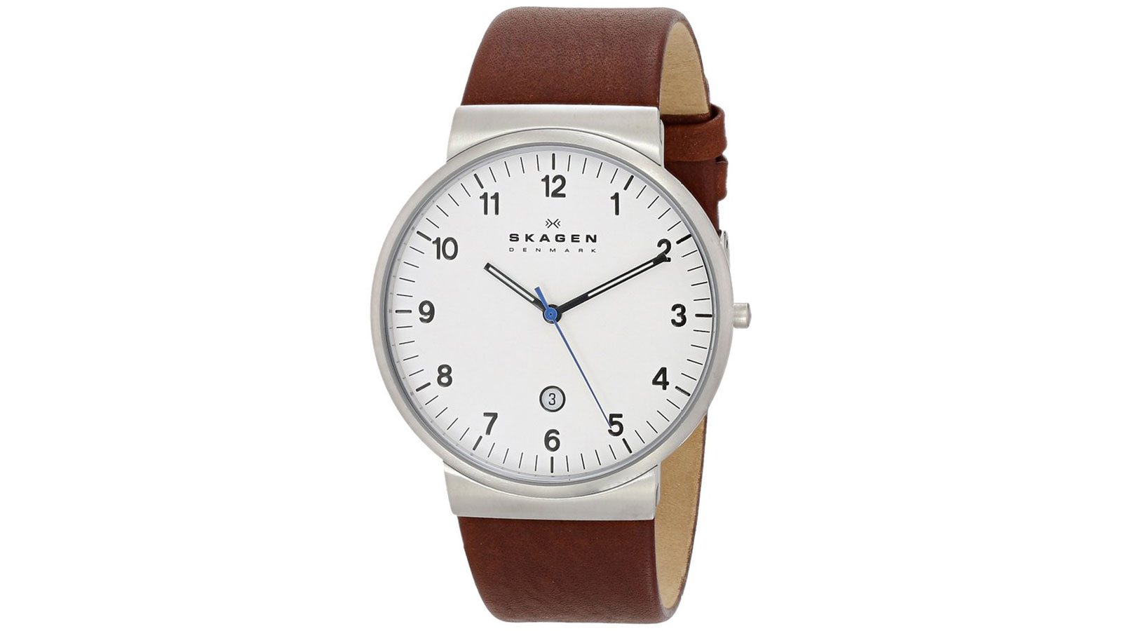 Skagen Klassik Men’s Three-Hand Leather Watch | best men's watches under $100